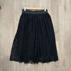 Black Star tulle midi mesh skirt